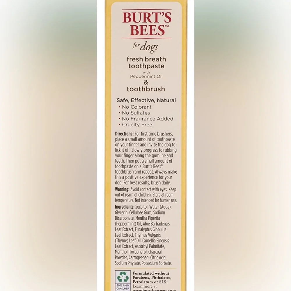 Dog Toothbrush and Fresh Breath Toothpaste from Burt's Bees, Mint Flavor
